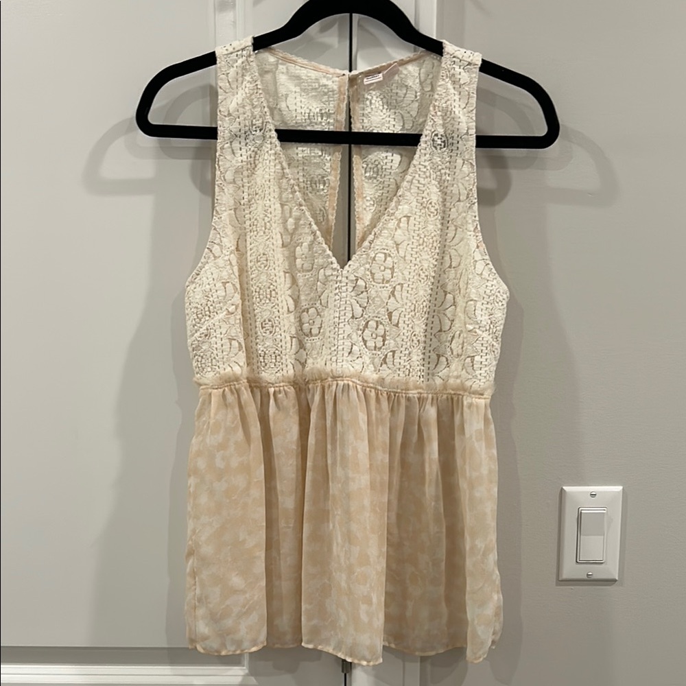 Cream Lace Sleeveless Top